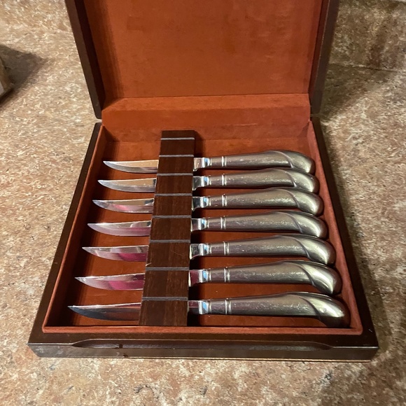 Blair House Kitchen Set Of 7 Blair House Amway Stainless Steel Steak Knives Wwooden Storage